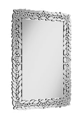 Coaster Cecily Rectangular Leaves Frame Wall Mirror Faux Crystal Model 961621